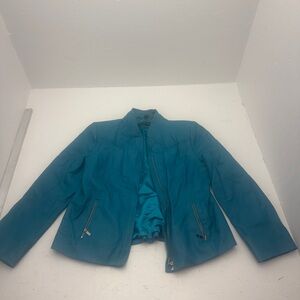 Pamela McCoy Vibrant Blue Leather Jacket